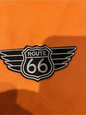 Route 66 Black and Silver Wing Emblem iron on patch